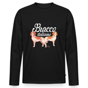 Bracco Italiano II - T-shirt manches longues Premium bio Homme - noir - Devant - Nico (187cm)