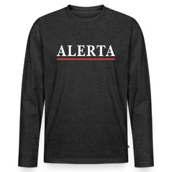 Alerta Antifaschistisches Statement Männer Frauen - Männer Premium Bio Langarmshirt - Anthrazit meliert - Vorne - Nico (187cm)