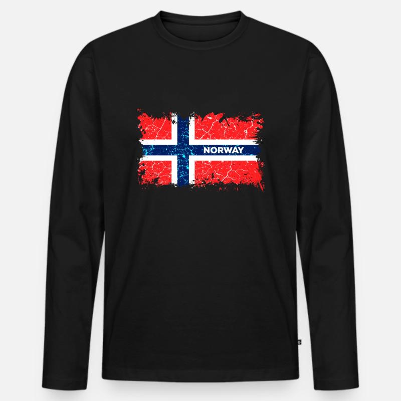 Norwegen Flagge - Männer Premium Bio Langarmshirt - Schwarz