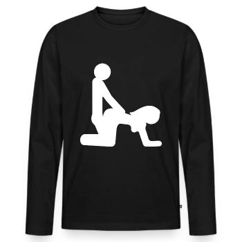 Sexstellung Sex Spruch Lustig Geschenk - Männer Premium Bio Langarmshirt - Schwarz - Vorne - Nico (187cm)