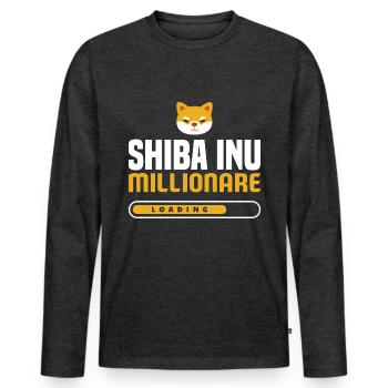 Shiba Inu Millionare Loading Cryptocurrency - Männer Premium Bio Langarmshirt - Anthrazit meliert - Vorne - Nico (187cm)