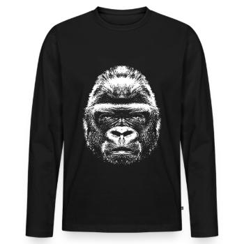 Gorilla - Kopf - Männer Premium Bio Langarmshirt - Schwarz - Vorne - Nico (187cm)