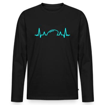 Football Heartbeat - Men's Premium Organic Long Sleeve Shirt - black - Front - Nico (187cm)