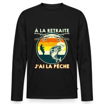 Pêche Retraité Super Cool Pour Papy - T-shirt manches longues Premium bio Homme - noir - Devant - Nico (187cm)