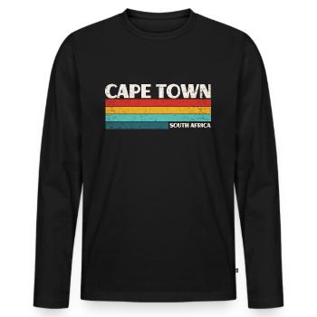 Cape Town South Africa Vintage Retro 70s Cape Town - Men's Premium Organic Long Sleeve Shirt - black - Front - Nico (187cm)