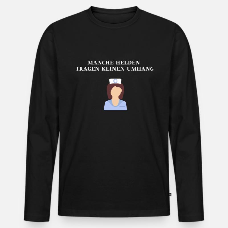 Krankenschwester Heldin Geschenkidee - Männer Premium Bio Langarmshirt - Schwarz