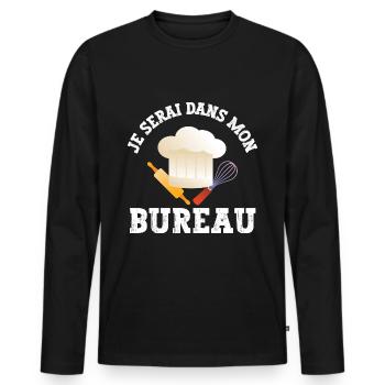 je serai dans mon bureau - T-shirt manches longues Premium bio Homme - noir - Devant - Nico (187cm)