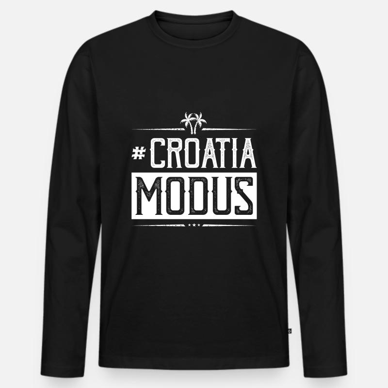 Kroatien Modus Spruch - Männer Premium Bio Langarmshirt - Schwarz