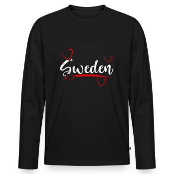 Suède coeur Suède - T-shirt manches longues Premium bio Homme - noir - Devant - Nico (187cm)