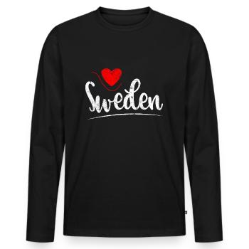 Suède coeur Suède - T-shirt manches longues Premium bio Homme - noir - Devant - Nico (187cm)