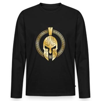 casque spartiate mythologie or - T-shirt manches longues Premium bio Homme - noir - Devant - Nico (187cm)