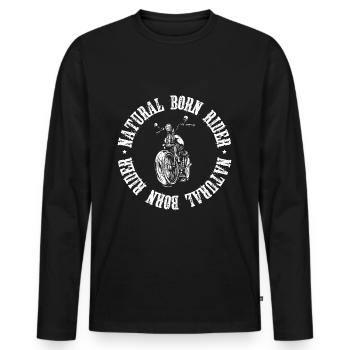 Motard motard, dire, né - T-shirt manches longues Premium bio Homme - noir - Devant - Nico (187cm)