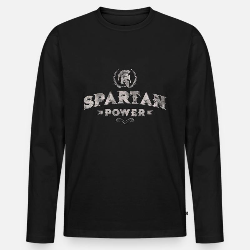 Spartaner helm power - Männer Premium Bio Langarmshirt - Schwarz