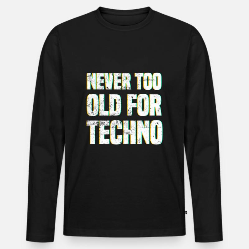 Techno Spruch - Männer Premium Bio Langarmshirt - Schwarz