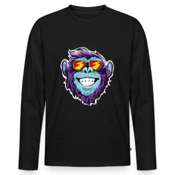 Affe Sonnenbrille Kopf Gesicht - Männer Premium Bio Langarmshirt - Schwarz - Vorne - Nico (187cm)