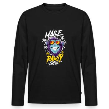 Malle Affe Party Crew - Männer Premium Bio Langarmshirt - Schwarz - Vorne - Nico (187cm)