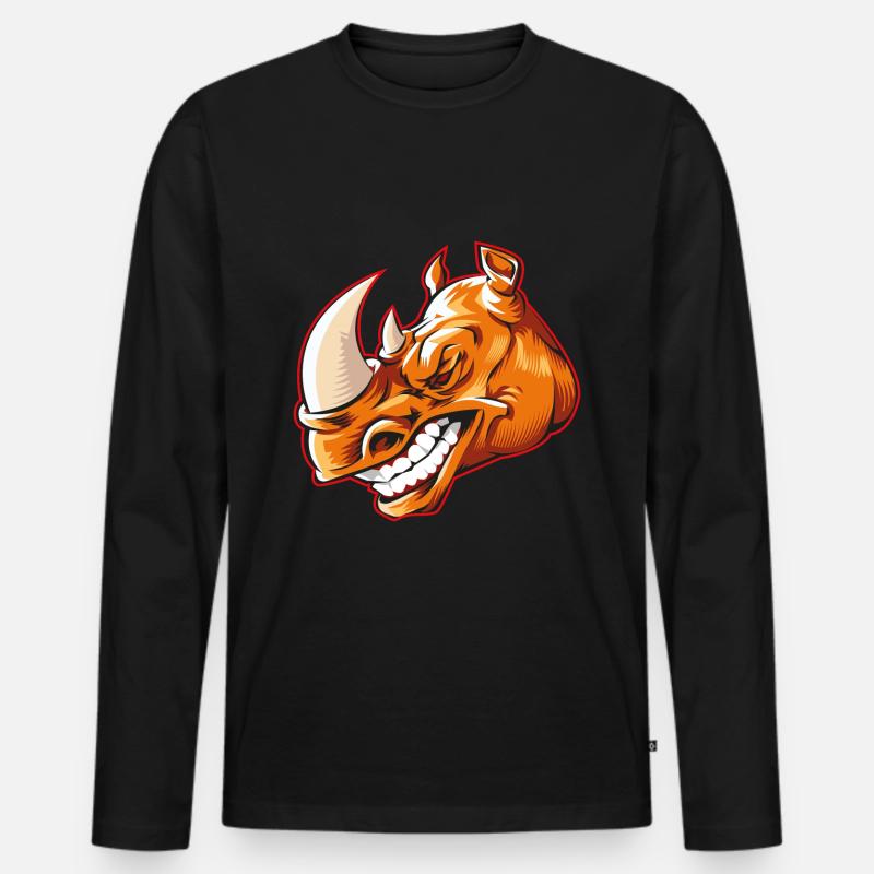 Nashorn Kopf Beast - Männer Premium Bio Langarmshirt - Schwarz