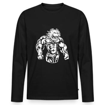 Bulldog muscles power - T-shirt manches longues Premium bio Homme - noir - Devant - Nico (187cm)