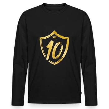 10 number year gold - Men's Premium Organic Long Sleeve Shirt - black - Front - Nico (187cm)