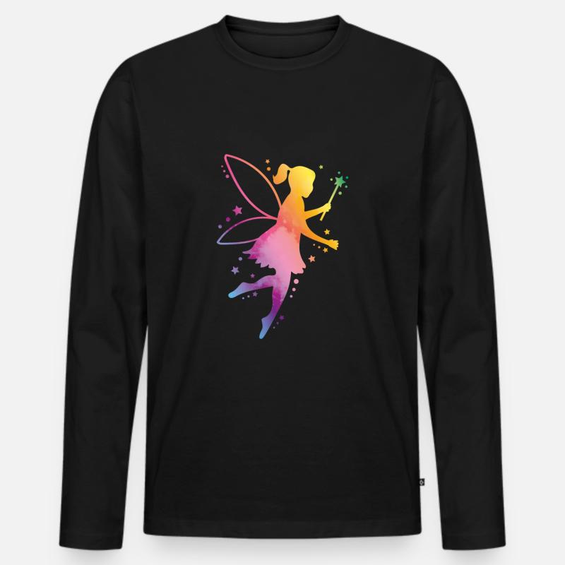 fee elfe bunt silhouette - Männer Premium Bio Langarmshirt - Schwarz