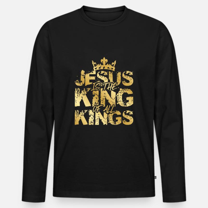 Jesus König Christus King - Männer Premium Bio Langarmshirt - Schwarz