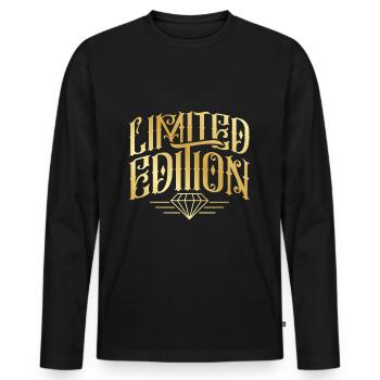 Limited Edition Gold Spruch - Männer Premium Bio Langarmshirt - Schwarz - Vorne - Nico (187cm)
