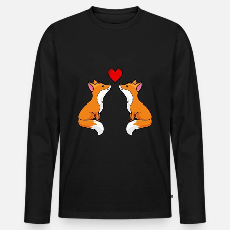 fuchs comic liebe herz paar - Männer Premium Bio Langarmshirt - Schwarz
