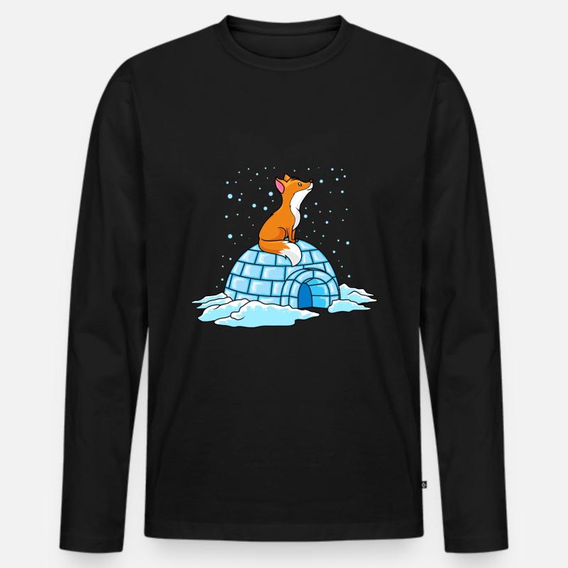 fuchs iglu winter ploar comic - Männer Premium Bio Langarmshirt - Schwarz