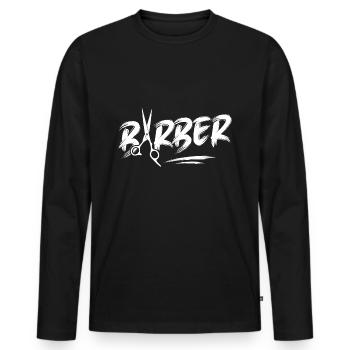 Barber Hairdresser Salon Symbol - Men's Premium Organic Long Sleeve Shirt - black - Front - Nico (187cm)