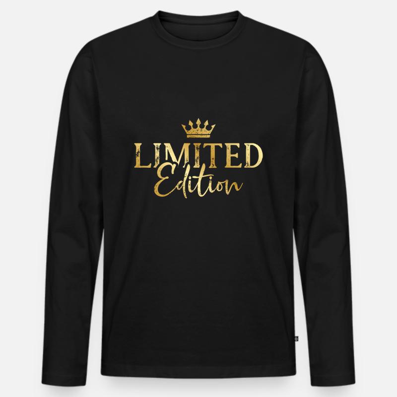 Limited Edition Krone - Männer Premium Bio Langarmshirt - Schwarz