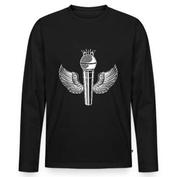 Icône de musicien de piano à queue de musique micro - T-shirt manches longues Premium bio Homme - noir - Devant - Nico (187cm)