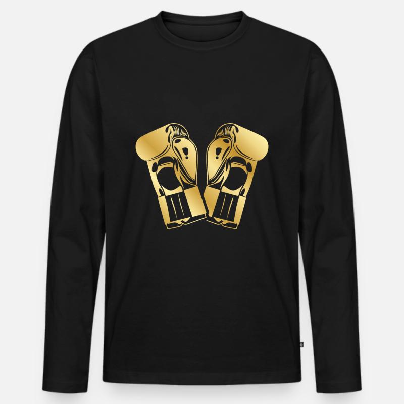 Boxhandschuhe Symbol Gold - Männer Premium Bio Langarmshirt - Schwarz