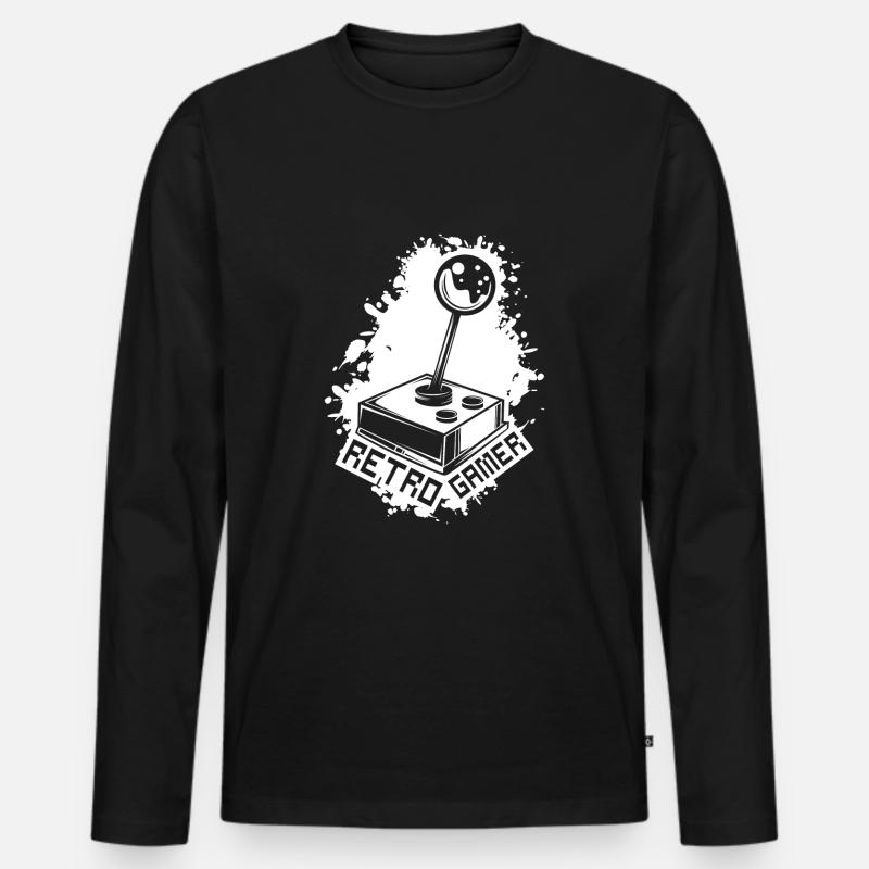 Retro Gamer Joystick - Männer Premium Bio Langarmshirt - Schwarz