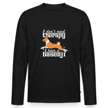 Basenjitherapie2 - Männer Premium Bio Langarmshirt - Schwarz - Vorne - Nico (187cm)