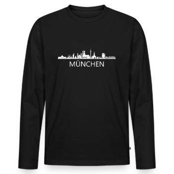 Stadt München Skyline Munich - Männer Premium Bio Langarmshirt - Schwarz - Vorne - Nico (187cm)
