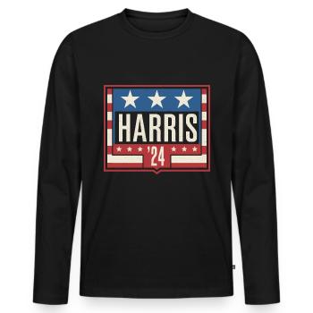 Harris 2024 Vintage Election Patriotic Campaign - Men's Premium Organic Long Sleeve Shirt - black - Front - Nico (187cm)