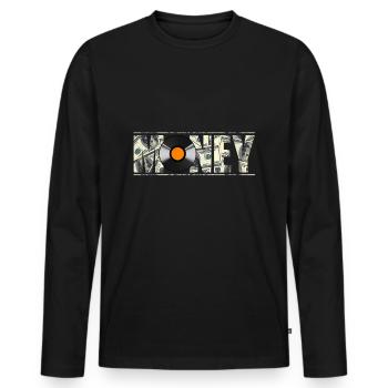 Hip Hop T-Shirt - Dollar Bills Record - Men's Premium Organic Long Sleeve Shirt - black - Front - Nico (187cm)