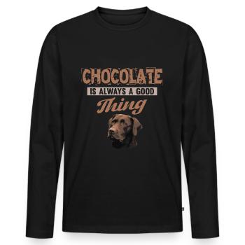 Chocolat Labrador Dog Dog énonciations cadeau - T-shirt manches longues Premium bio Homme - noir - Devant - Nico (187cm)