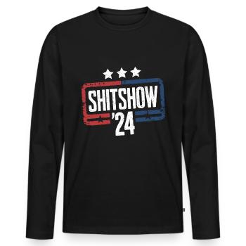 Shitshow 2024 Political Election Parody - Men's Premium Organic Long Sleeve Shirt - black - Front - Nico (187cm)
