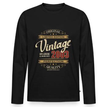 20. Geburtstag Vintage Limited Edition 2003 - Männer Premium Bio Langarmshirt - Schwarz - Vorne - Nico (187cm)