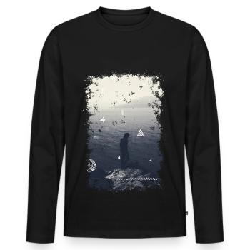 Océan - T-shirt manches longues Premium bio Homme - noir - Devant - Nico (187cm)