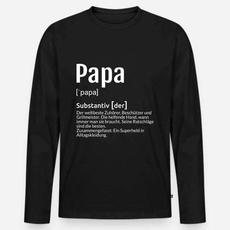Papa Definition - Männer Premium Bio Langarmshirt - Schwarz