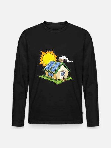 Grünes Haus - Männer Premium Bio Langarmshirt - Schwarz