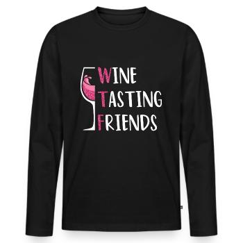 Wein Freunde Wine Tasting Friends - Men's Premium Organic Long Sleeve Shirt - black - Front - Nico (187cm)
