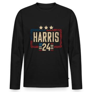 Harris 2024 Vintage Election Patriotic Campaign - Men's Premium Organic Long Sleeve Shirt - black - Front - Nico (187cm)