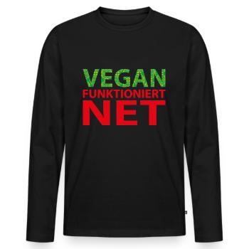 Vegan Funtioniert Net - Männer Premium Bio Langarmshirt - Schwarz - Vorne - Nico (187cm)