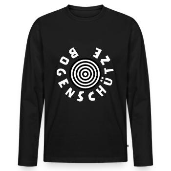 Sticker und Shirt für Bogenschützen. Bogenschießen - Männer Premium Bio Langarmshirt - Schwarz - Vorne - Nico (187cm)