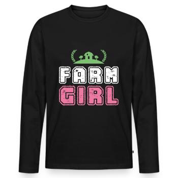 Fermière ferme agriculteur - T-shirt manches longues Premium bio Homme - noir - Devant - Nico (187cm)