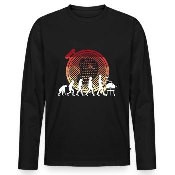 Grill Evolution Vintage Fête des Pères Grill Master - T-shirt manches longues Premium bio Homme - noir - Devant - Nico (187cm)