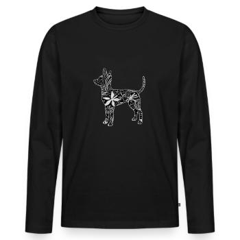Fleur de chien de rat de Prague - T-shirt manches longues Premium bio Homme - noir - Devant - Nico (187cm)